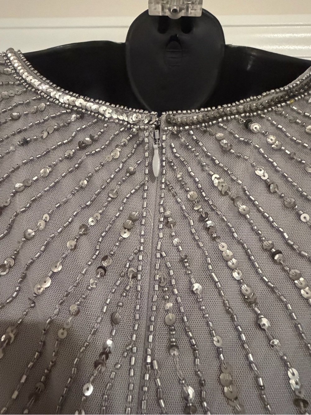 Adrianna Papell Silver Beaded Sleeveless Midi Dress - Picture 7 of 12